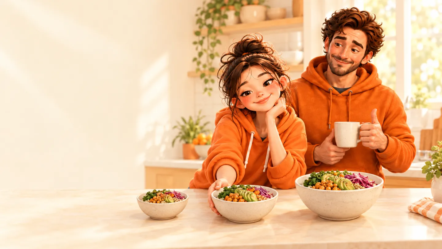 The DayDay girl choosing the middle of three bowls on a kitchen counter while the coach nods